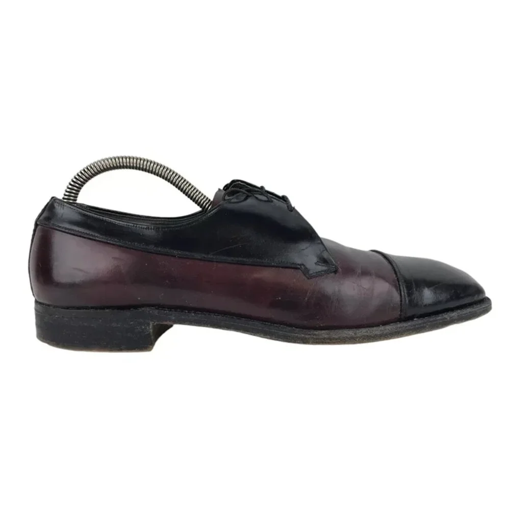 Freeman Mens Brown Black Leather Lace Up Low Top Classic Oxford Shoes Size US 9D
